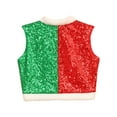 thumbnail image 2 of iiniim Boys Christmas Dance Costume Sequins Sleeveless Velvet Trim Vest Crop Top Red&Green 10, 2 of 7