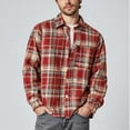 thumbnail image 3 of RongHuan Mens Big and Tall Flannel Plaid Shirts Vintage Button Down Lapel Jacket Regular Fit Thick Shirt Long Sleeve Tops with Pocket, 3 of 7