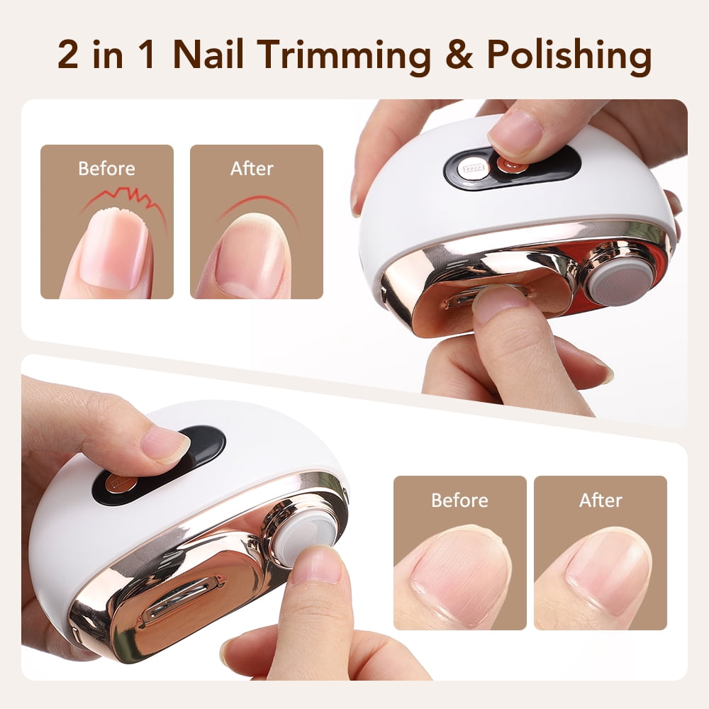 Electric Automatic Nail Clippers Trimmer, Light & 3 Speeds, File 2 in 1 Design, Nail Scraps Storage, USB Rechargeable Safety, Smart Fingernail Clipper for Adult, Seniors, Elderly