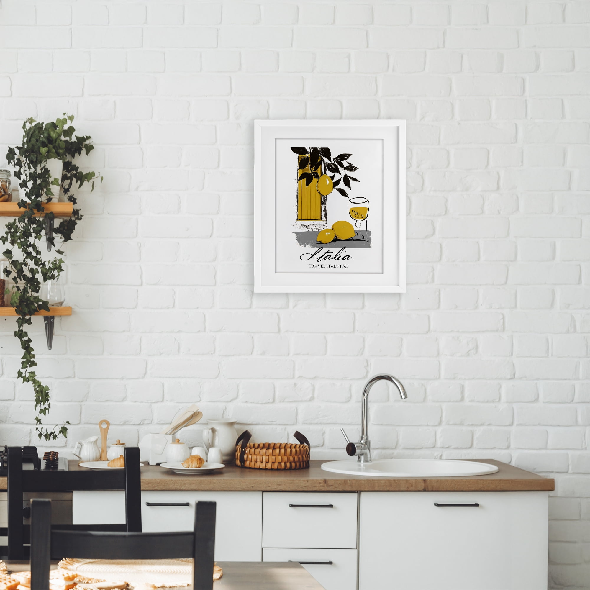 Stupell Industries Travel Italia Lemons White Framed Print Under Glass, design by Annabelle Hall