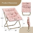 thumbnail image 2 of VibrantEcho Saucer Chair for Adult, Square Comfy Cozy Chair Folding Chair Faux Fur Metal Frame Foldable Reading Chair Accent Chair for Bed Room Living Room, Pink, 2 of 18