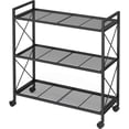 thumbnail image 1 of - Metal Storage Rack with Wheels Mesh Shelving Unit with X Side Frames .- Width for Entryway Kitchen Living Room Bathroom Industrial Style UBSCB, 1 of 7