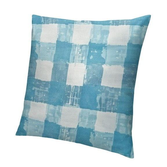 BANET Throw Pillow Covers Aqua Check Square Cushion Covers Pillowcases for Sofa Bedroom Car Chair (Short Plush) 12x12in