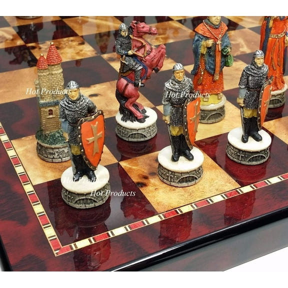 Medieval Times ROBIN HOOD vs SHERIFF OF NOTTINGHAM Chess Set Cherry Color Board