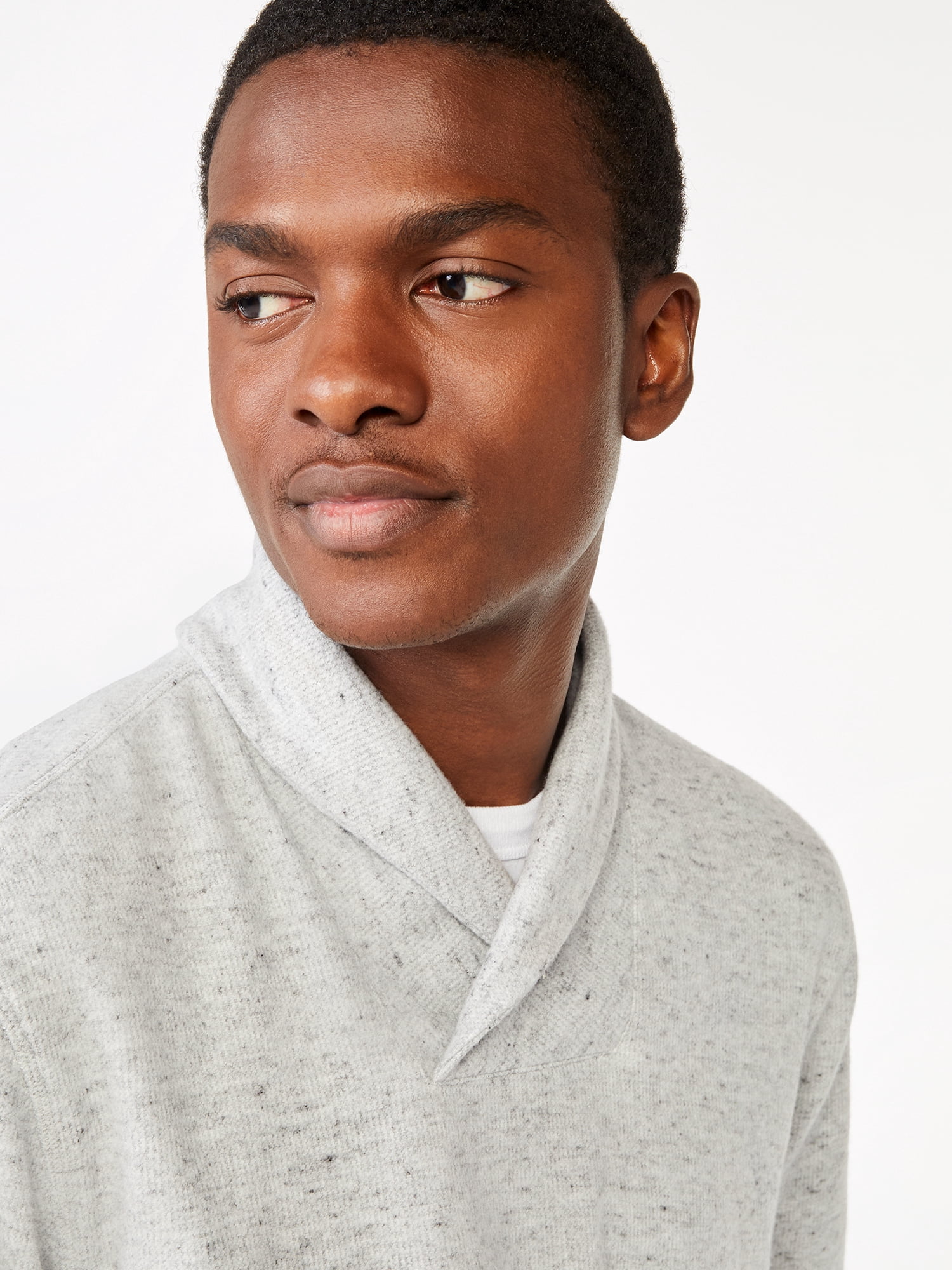 Free Assembly Men's Jacquard Rib Shawl Collar Pullover