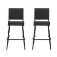 thumbnail image 5 of GZXS Patio Barstools Set of 2, Outdoor Wicker Bar Chairs with Curved Seat and Metal Frame for Deck, Porch or Garden, Dark Brown, 5 of 9