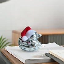 Taicans Shiny Disco Ball Duck Christmas Ornament with Santa Hat,4.72in x 3.74in,Festive Holiday Decor for Christmas Tree,Mantel,Party,Home Decor,2025 Holiday Season