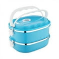thumbnail image 3 of Stainless Steel Storage Containers with Lids 2-Layer 1800Ml Rectangular Food Lunch Box Stainless Steel Lunch Box Lunch Box Food Storage Box Childrens Lunch Box Hot Food, 3 of 8