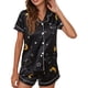 thumbnail image 1 of Traje de pijama Patrón único Cuello en V Bolsillo con botones Cómodo Ropa de dormir corta de dos piezas para mujer, 1 of 6