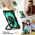 thumbnail image 5 of for iPad 10th Gen 10.9" 2022 with Pencil Holder/360° Rotating Kickstand/Grip Handle/Shoulder Strap Kids Girls Heavy Duty Protective 3-Layers Cover for iPad 10th Generation, Black+Mint, 5 of 8