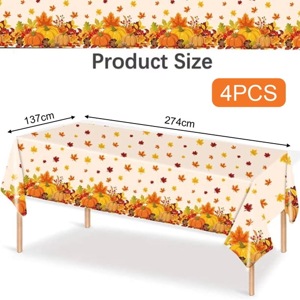 Manteles Fiesta Otoño 3 Piezas - 137x274 Cm, PE Impermeable, Estampado Hojas Y Calabazas, Para Acción De Gracias, Exterior