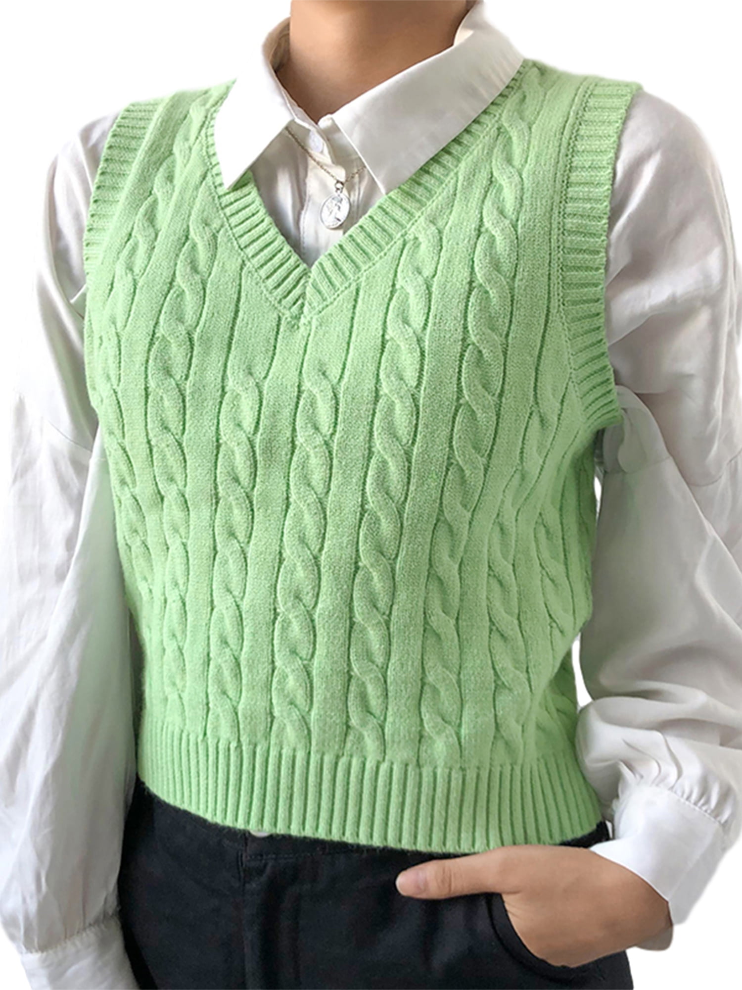 green knitted vest top
