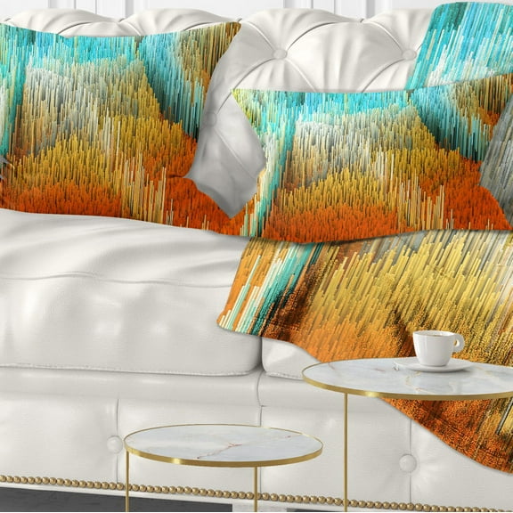 Designart Macro Render Structure Yellow Orange - Contemporary Throw Pillow - 12x20