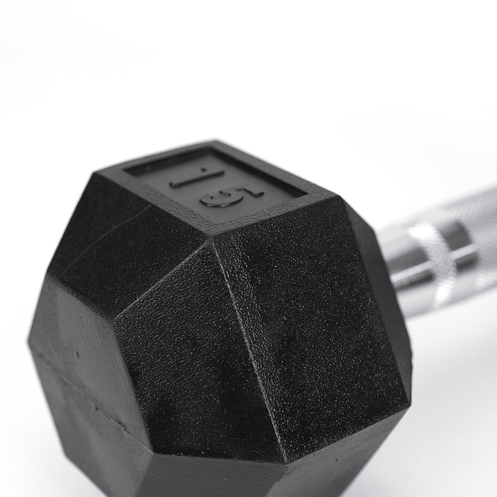 Tcbosik Rubber Encased Exercise & Fitness Hex Dumbbell, 15 lb Hand Weight for Home GYM, Black