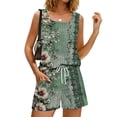 thumbnail image 4 of UDAUDU Women 2 Piece Outfits Sets Summer Floral Print Sleeveless Tank Tops and Shorts Beach Travel Casual Loungewear Red 3XL, 4 of 8