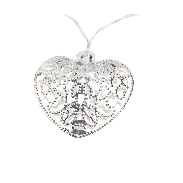 Corazón en Forma de Caja Cadena de Metal en Forma de Corazón Lámpara de Cortina, 10 Led Batería Alimentada Fiesta Boda Decoración Al Aire Libre Acción de Gracias Decoraciones Al Aire Libre