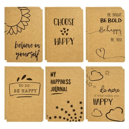 12 Pack A6 Notebook Bulk - 4x6 Brown Kraft Paper Lined Journals for Coworkers, Office Supplies (80 Lined Page, 4 x 5.75 In) - 6 Happy Designs