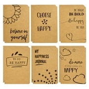 Paper Junkie 12 Pack Journals for Kids - Let's Be Happy Journals Bulk - Kraft Paper Notebooks School Supplies (80 Lined Page, 4 x 5.75 In)