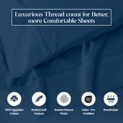 Superior Egyptian Cotton 1200 TC Eco-Friendly Sheet Set, King, Navy Blue