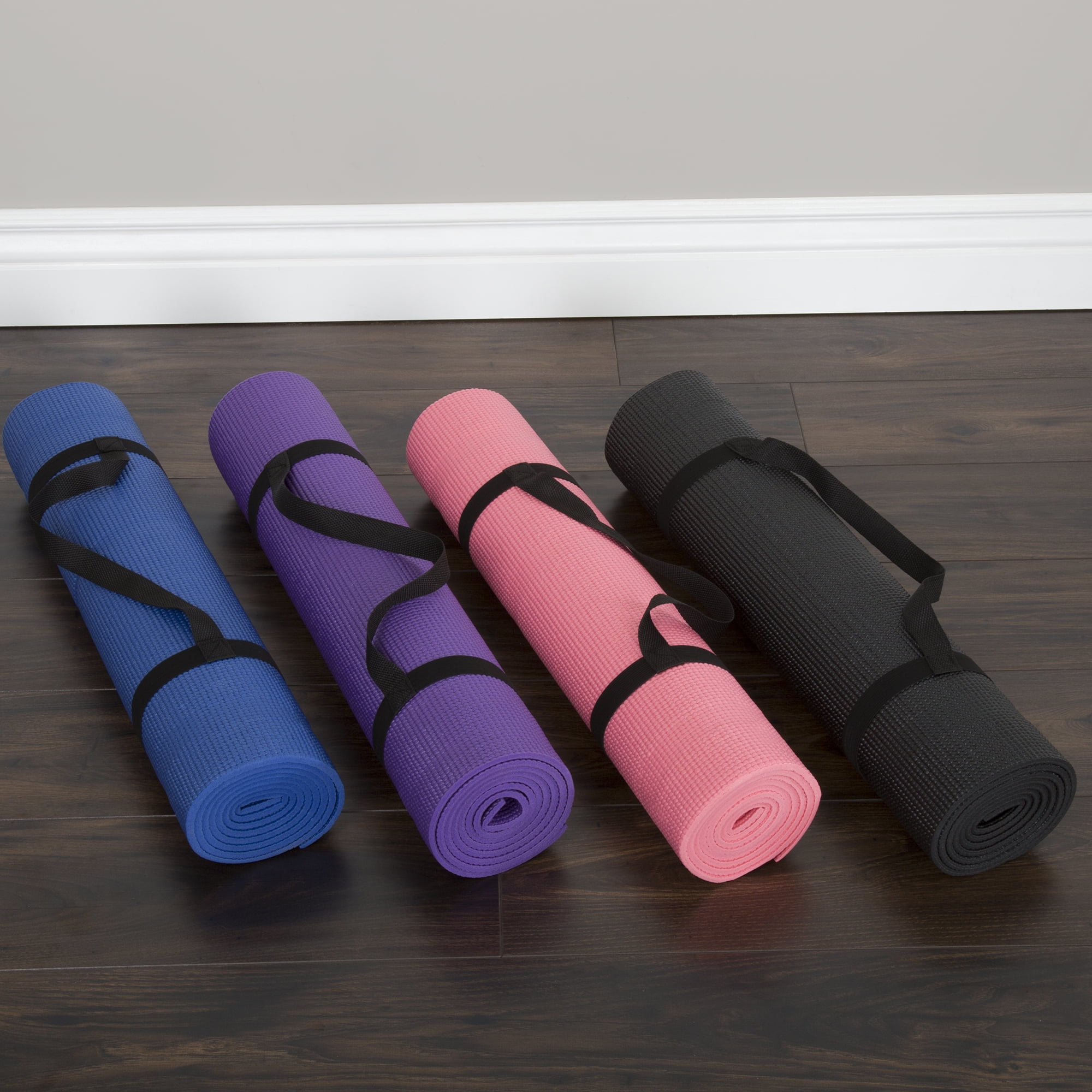 Non Slip Yoga Mat- Double Sided Comfort Foam, Durable Exercise Mat For Fitness, Pilates and Workout With Carrying Strap By Wakeman Fitness (Purple)