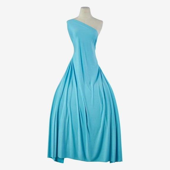 Zelouf Glitter Jersey Knit Ity , Sewing, DIY, Crafts Fabric by the Yard, Parfait Blue, 3 Yard