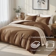 thumbnail image 3 of Exclusivo Mezcla Twin Bedding Duvet Cover Set, 2 Pieces Lightweight Comforter Cover with Pillow Sham (Brown and Brich Beige), 3 of 8
