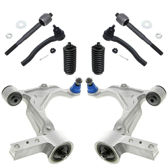 Detroit Axle - 8pc Front End Control Arms Kit for Acura 2007-2013 MDX 2 Lower Control Arms with Ball Joints Assembly 4 Inner Outer Tie Rod Ends 2 Boots 2008 2009 2010 2011 2012 Replacement