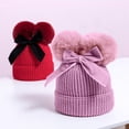 thumbnail image 4 of Povozer Infant Toddler Beanie Kint Hat Baby Winter Hat With Bow Double Cap Customized Warm Toddler Boys Girls Knit Hats,Size 6-36 Months,Pink, 4 of 4