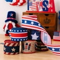 thumbnail image 3 of PREWOOD Patriotic Wired Edge Ribbon,5 Yards USA Flag Stars Stripes Craft Fabric Ribbon 4th of July Decorative Wrapping Ribbon,Patriotic Ribbons American Stars Pattern Ribbons,2.4 inch Width A, 3 of 8