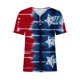 thumbnail image 4 of Fiudx Ofertas Flash Artículos En Oferta Camiseta Informal de Manga Corta con Cuello En V para Mujer, Jersey con Botones y Estampado Del Día de La Independencia, de Verano, 4 of 5