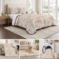 thumbnail image 6 of Twin XL Quilt Set 68''x98'', Pink Flowers Lightweight Bedspread Coverlet Set with 2 Pillow Shams, Country Botanical Floral Leaves Romantic Breathable All Season Quilt Bedding for Dorm/Guest Room, 6 of 9