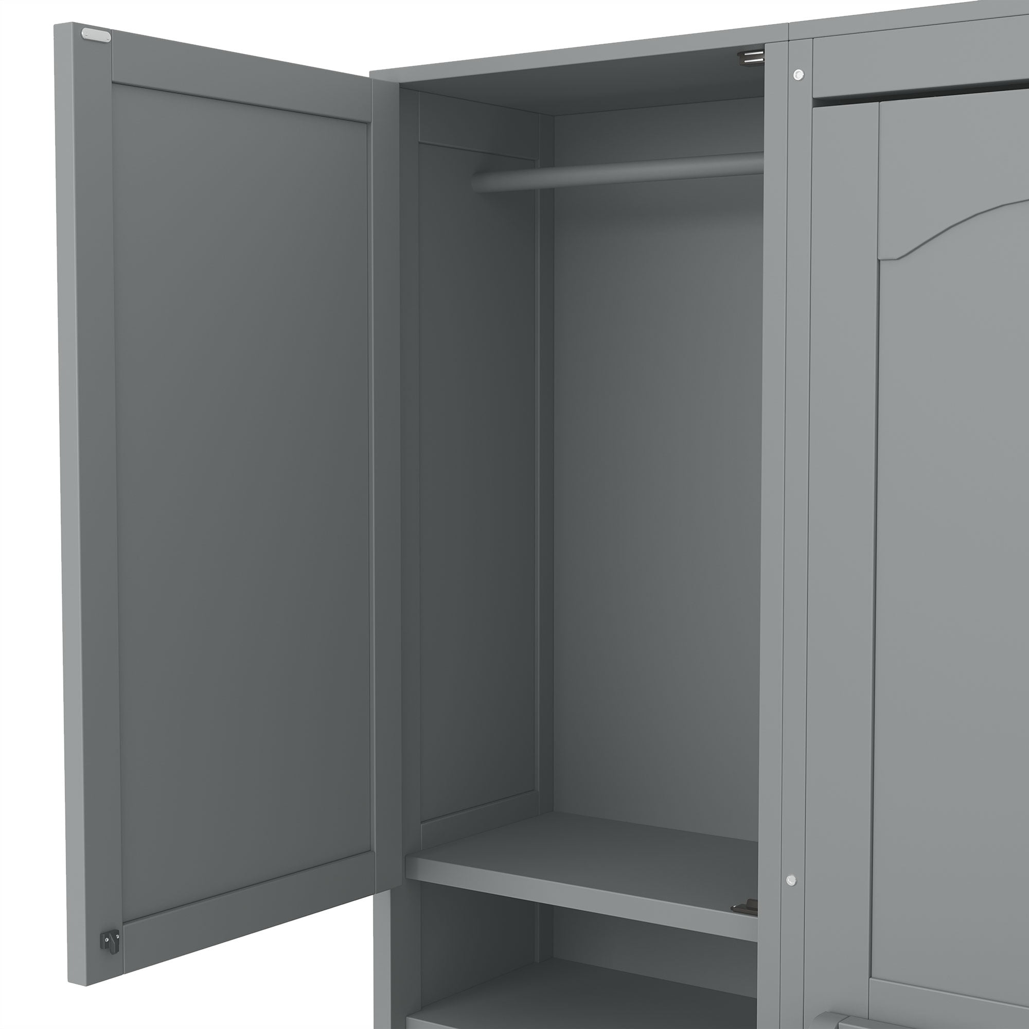Full Size Murphy Bed with 2 Closet, 4 Drawers and Shelves for Space-Saving Guest Room