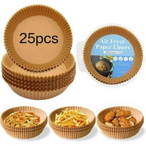 Juyafio Air Fryer Paper Liners, 25Pcs 6.3 inch Non-Stick Air Fryer Liners Disposable Oil-Proof Air Fryer Parchment Paper for Baking Roasting Microwave