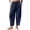 Navy, variant on PWPSG Women's Elastic Waist Loose Harem Capri Pants, Breathable with Pockets Multi Colors for Daily Casual Wear Brown XL