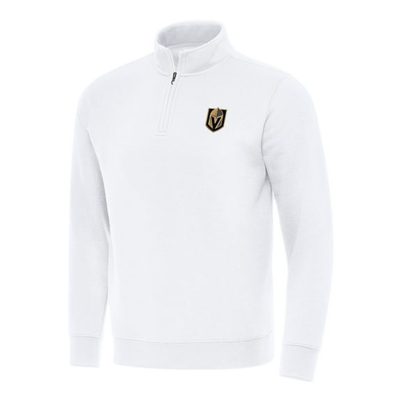 Men's Antigua  White Vegas Golden Knights Victory Quarter-Zip Mock Sweatshirt