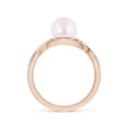 thumbnail image 2 of ANGARA Japanese Akoya Cultured Pearl and Diamond Infinity Ring in 14K Rose Gold for Women | June Birthstone, Birthday, Anniversary, Jewelry Gift for Women | Pearl Ring, 2 of 7