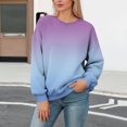 thumbnail image 2 of Olyvenn Women Gradient Print Crew Neck Long Sleeve Loose Fit Hoodless Sweatshirt Casual Comfortable Fall Tops Purple M, 2 of 4
