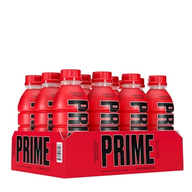 Prime Hydration with BCAA Blend for Muscle Recovery Tropical Punch 16oz (12/Pack)