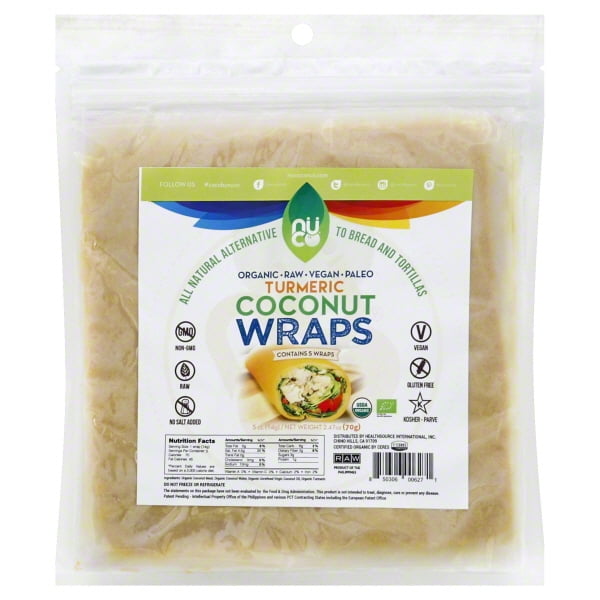 NUCO Organic Coconut Wraps - TURMERIC (5 count)