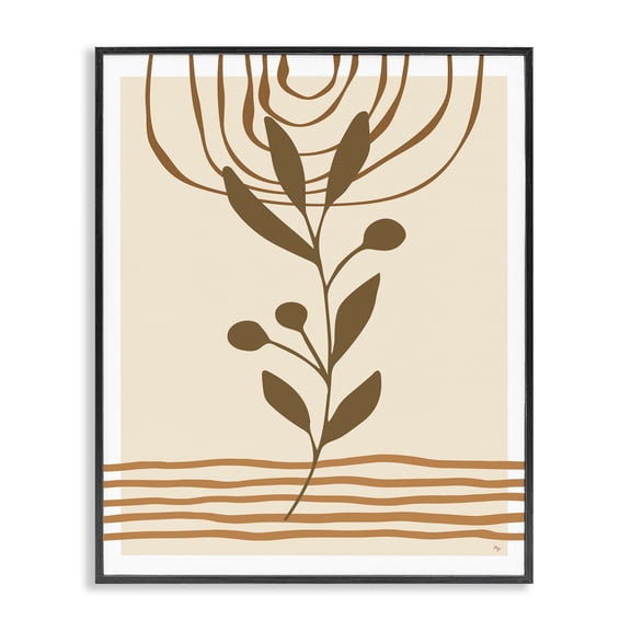 Stupell Industries Eclectic Boho Leaf Sprig Black Framed Giclee Art, 24 x 30, by Martina Pavlova
