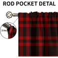 thumbnail image 3 of Christmas Curtains - Buffalo Plaid Gingham Pattern Rod Pocket Curtains for Kitchen, Extra Long Pinch Pleated Curtains Fast Drying Machine Washable for Living Room Bedroom, Red/Black-W42xL63in, 3 of 6