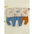 thumbnail image 3 of Miaouyo Toddler Baby Boy Birthday 2 Piece Fall Outfits Long Sleeve Crew Neck Letter Embroidery Tops and Elastic Waist Pants Set, 3 of 9