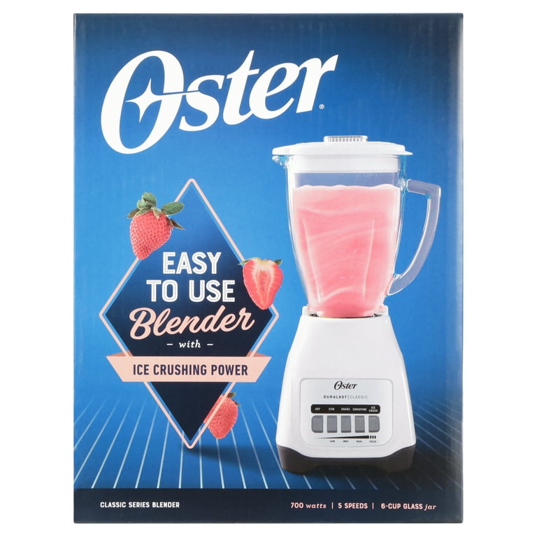 Oster Easy-to-Use 6-Cup Glass Jar Blender, Food Chopper and Ice
