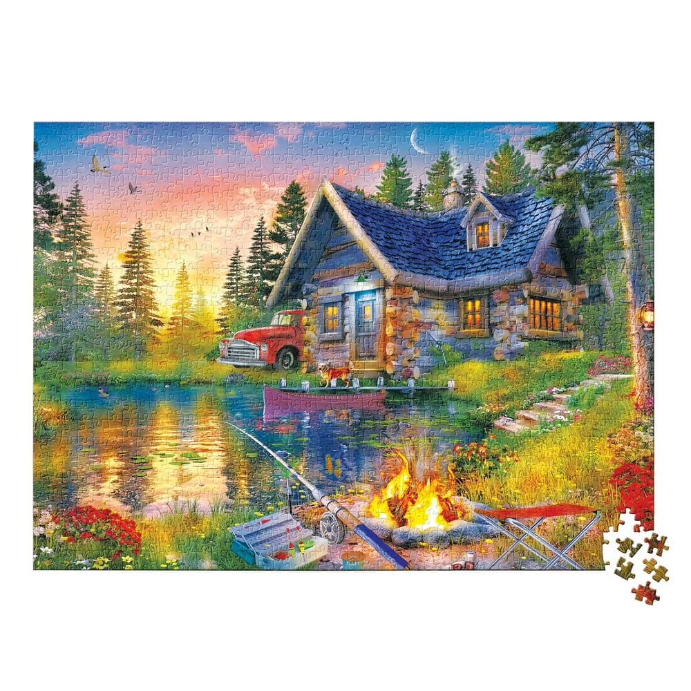 Springbok's 500 Piece Jigsaw Puzzle Sun Kissed Cabin Made in USA