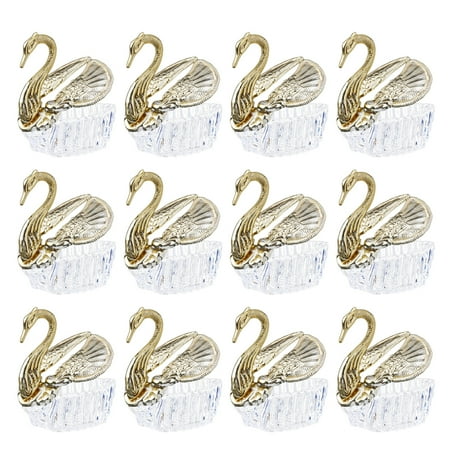 

12pcs European Style Swan Candy Trays Plastic Sugar Container Holder Wedding Party Supplies (Golden)