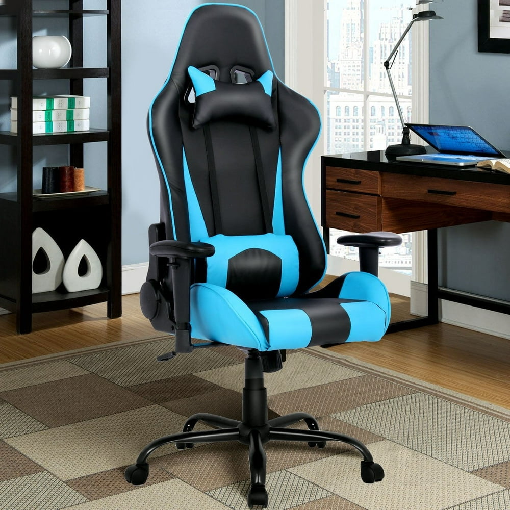 High Back Gaming Chair w/ Lumbar Support and Headrest - Walmart.com