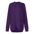 thumbnail image 5 of Tops for Women Trendy Women's Fashion Solid Color Hoodie Long Sleeved Cross Hem Sweatshirt Top, 5 of 6