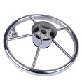 thumbnail image 2 of Hoffen 5-Spoke 11 Inch Destroyer Style Stainless Boat Steering Wheel Big Size Knob, 2 of 5