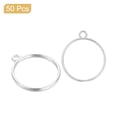 thumbnail image 3 of Uxcell Open Back Bezel Pendants, 50Pack Round Hollow Frame Charm Geometric Blank Trays for Resin (Bright Silver), 3 of 6