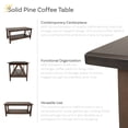 thumbnail image 2 of Sunnydaze Indoor Solid Pine Coffee Table with Storage Shelf - Dark Brown - 43.5", 2 of 10